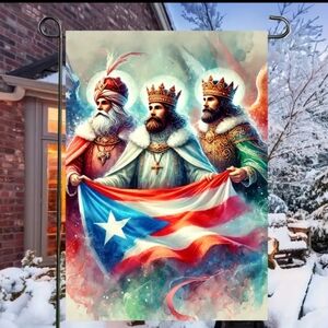 Three Kings & Puerto  Rico Yard Sign Flag NWT 3 Kings Day